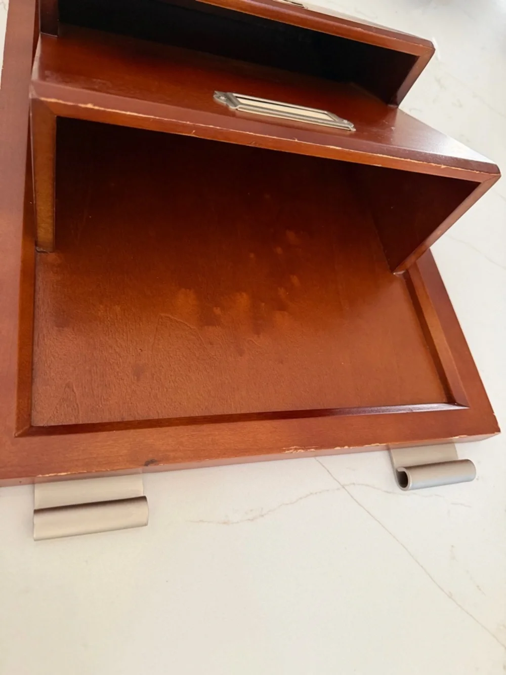 Pottery Barn Cherry Brown Two-Tier Wall File Organizer
